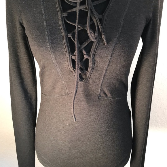 Free People black lace up blouse - Picture 5 of 8